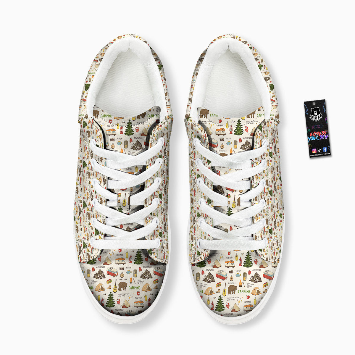 Camping Cartoon Print Pattern Platform Shoes-grizzshop