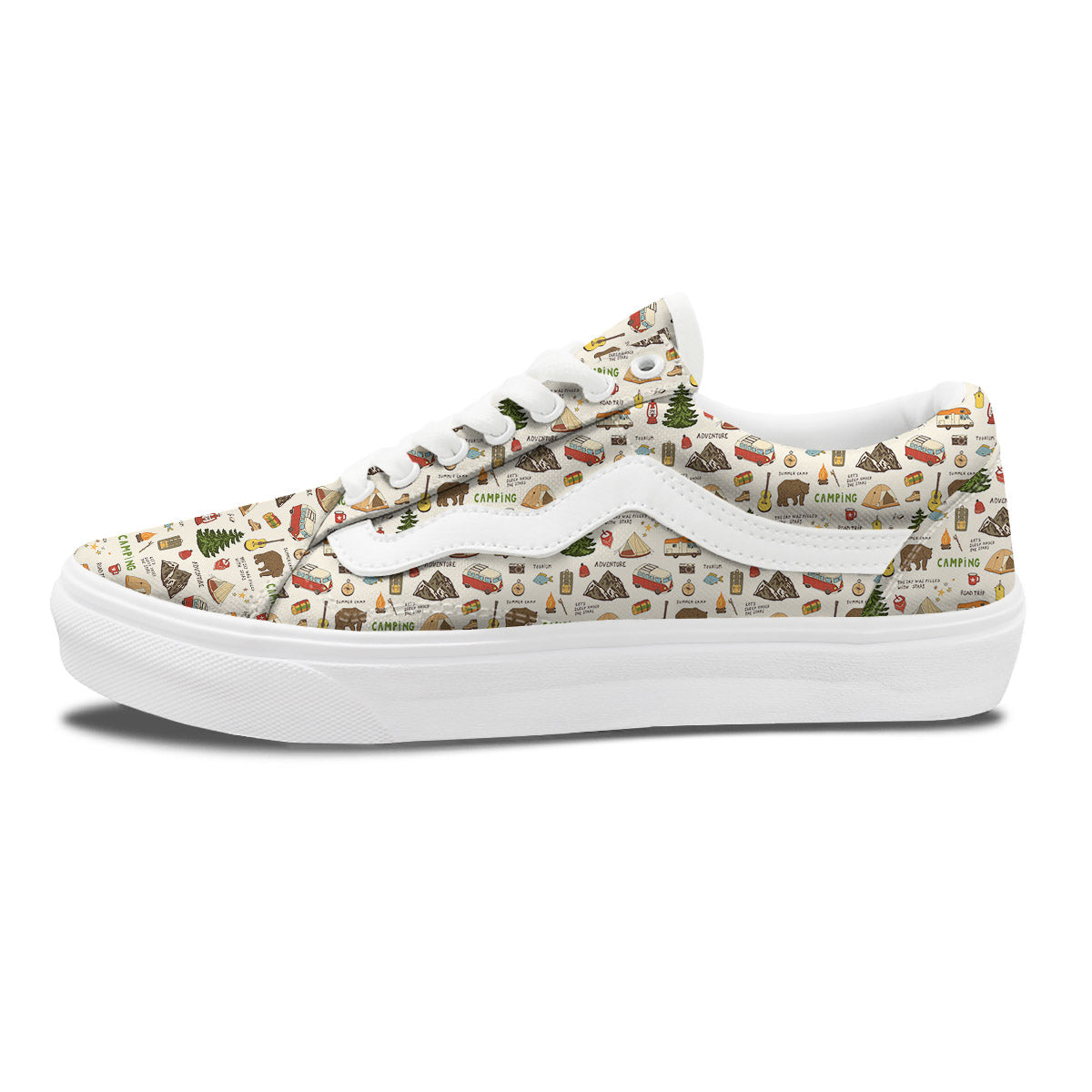 Camping Cartoon Print Pattern Skate Shoes-grizzshop