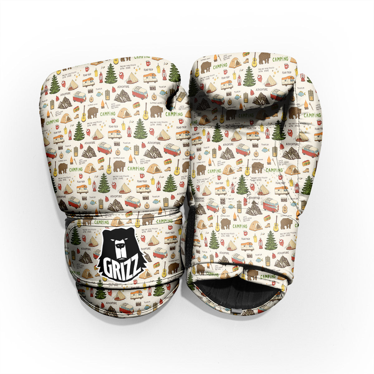 Camping Cartoon Print Pattern Pro Boxing Glove