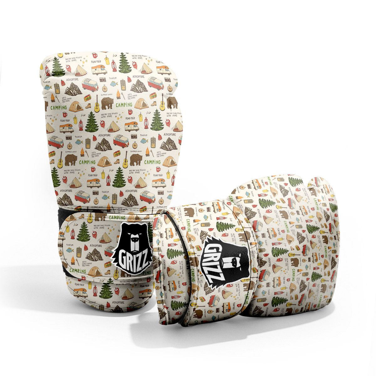 Camping Cartoon Print Pattern Pro Boxing Glove