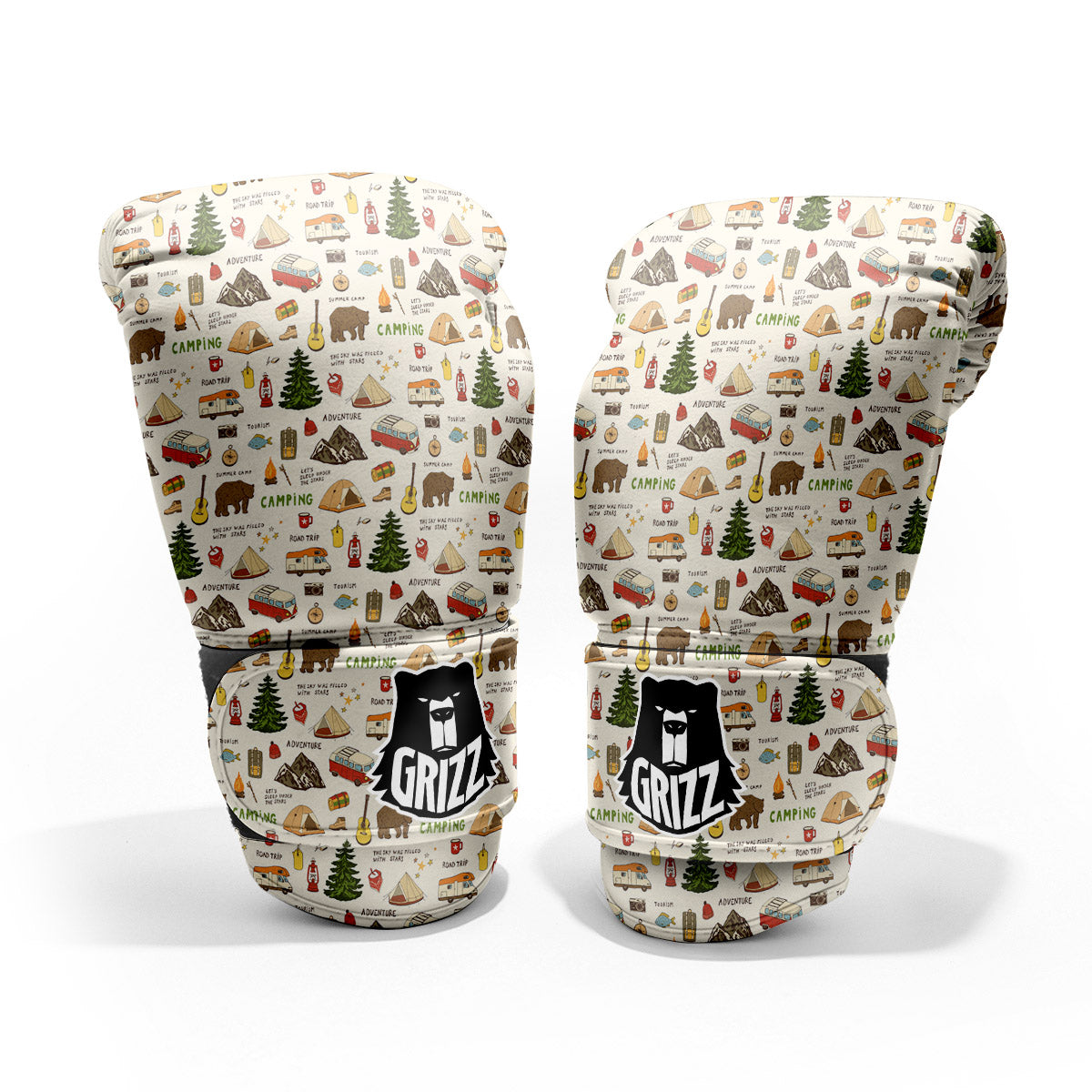Camping Cartoon Print Pattern Pro Boxing Glove