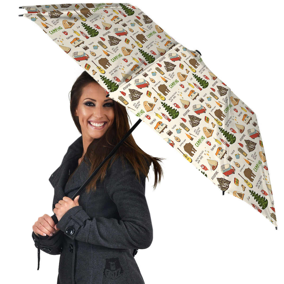 Camping Cartoon Print Pattern Umbrella-grizzshop