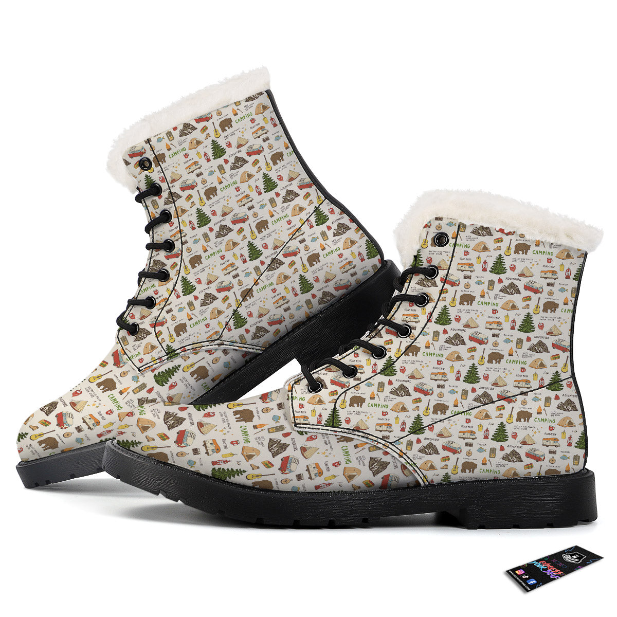 Camping Cartoon Print Pattern Winter Boots-grizzshop
