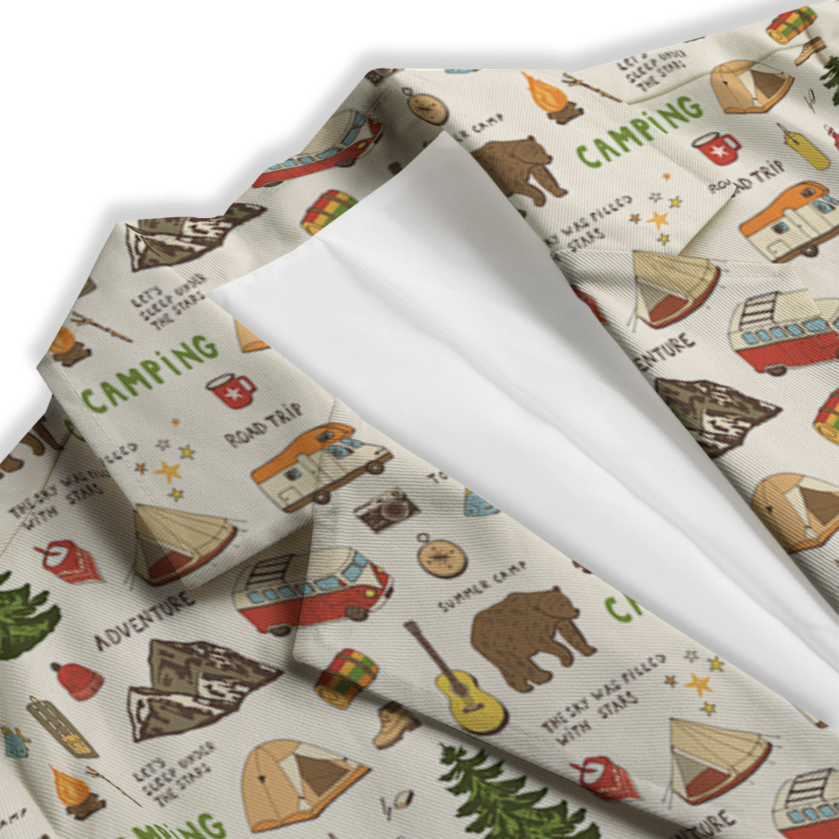 Camping Cartoon Print Pattern Women's Blazer-grizzshop