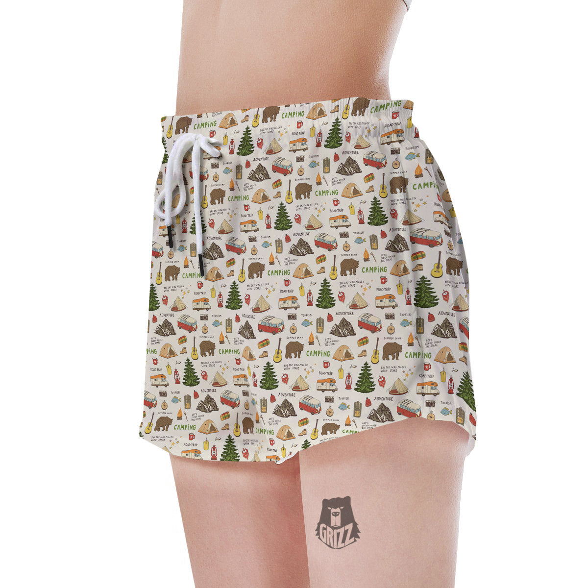 Camping Cartoon Print Pattern Women's Shorts-grizzshop