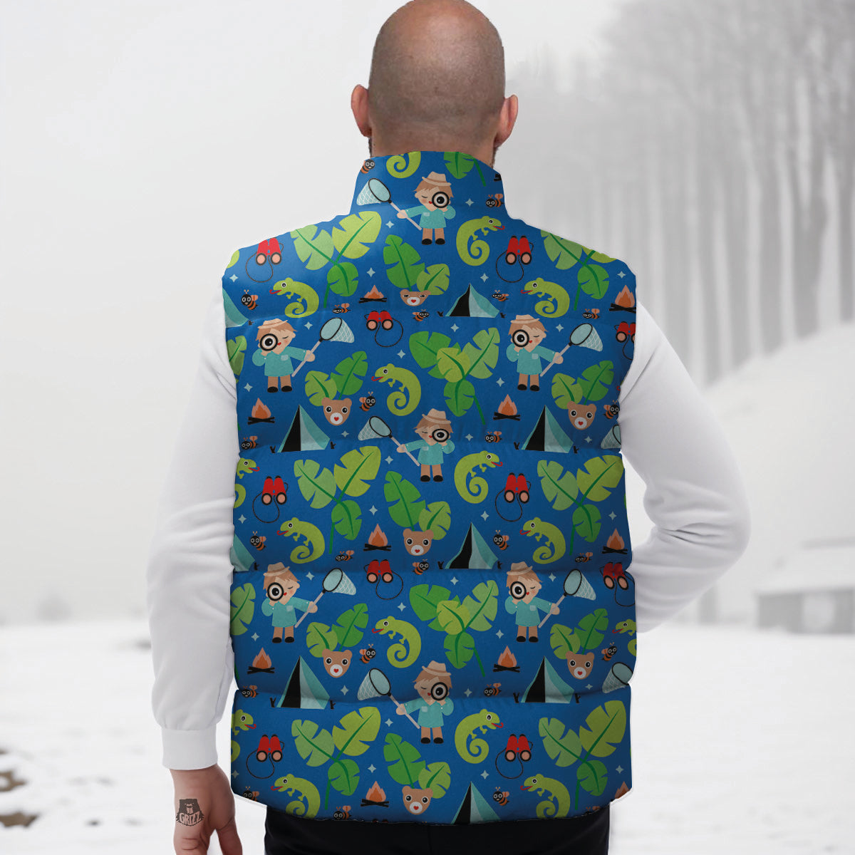 Camping Cute Print Pattern Down Vest