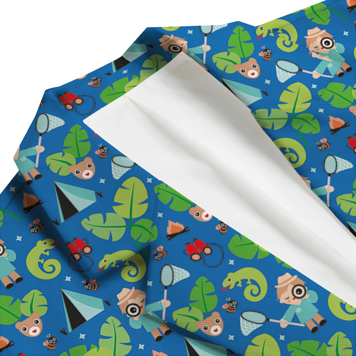 Camping Cute Print Pattern Men's Blazer-grizzshop