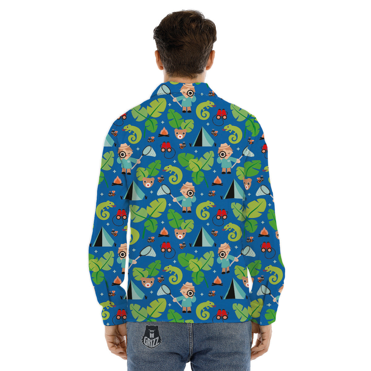 Camping Cute Print Pattern Men's Dress Shirts-grizzshop