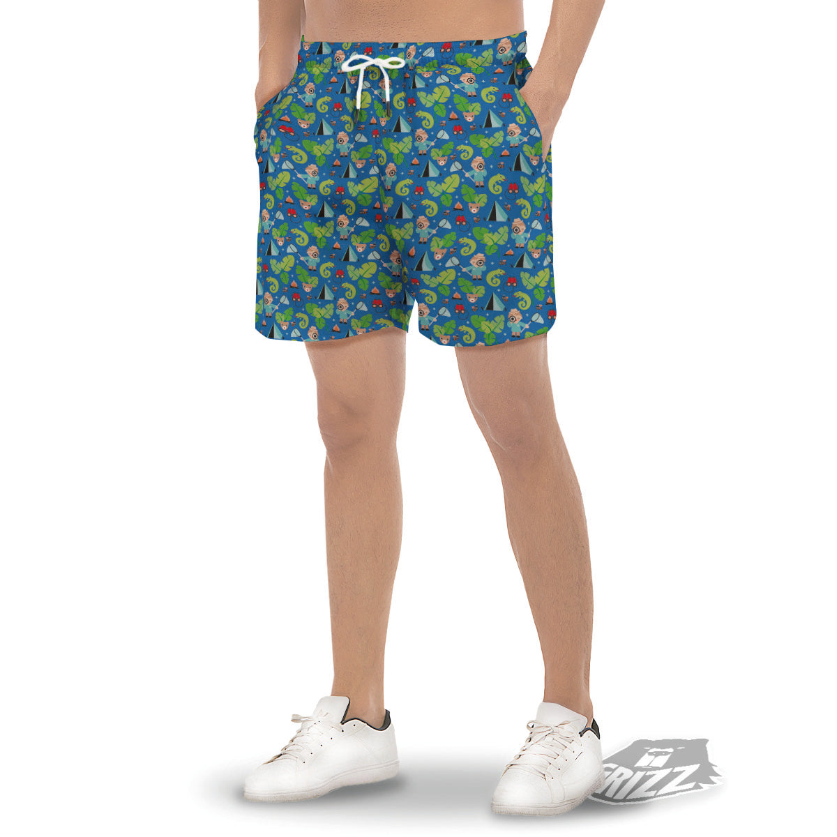 Camping Cute Print Pattern Men's Gym Shorts-grizzshop