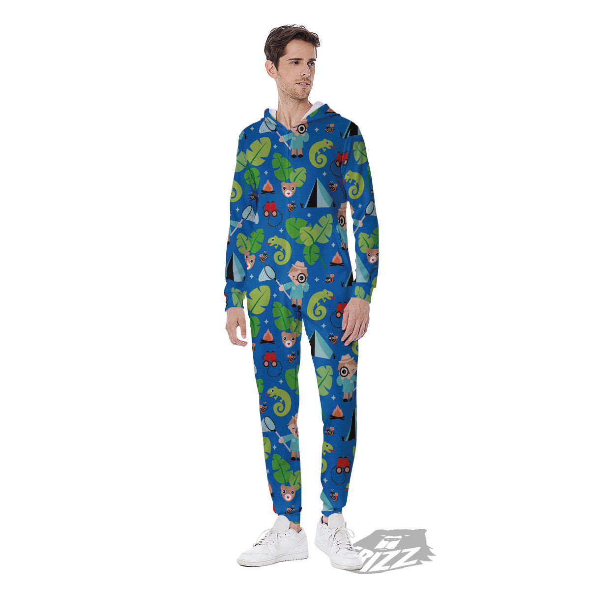 Camping Cute Print Pattern Men's Jumpsuit-grizzshop