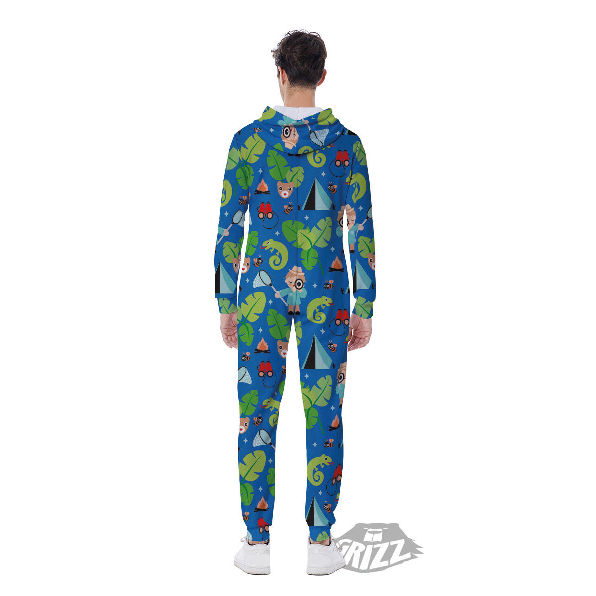 Camping Cute Print Pattern Men's Jumpsuit-grizzshop