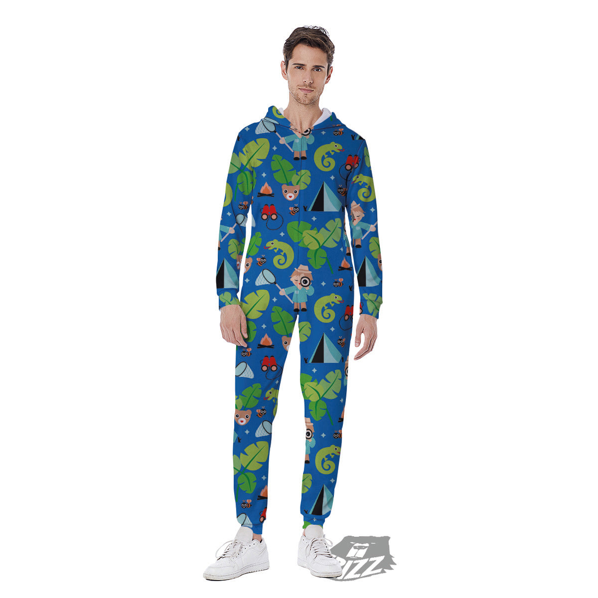 Camping Cute Print Pattern Men's Jumpsuit-grizzshop