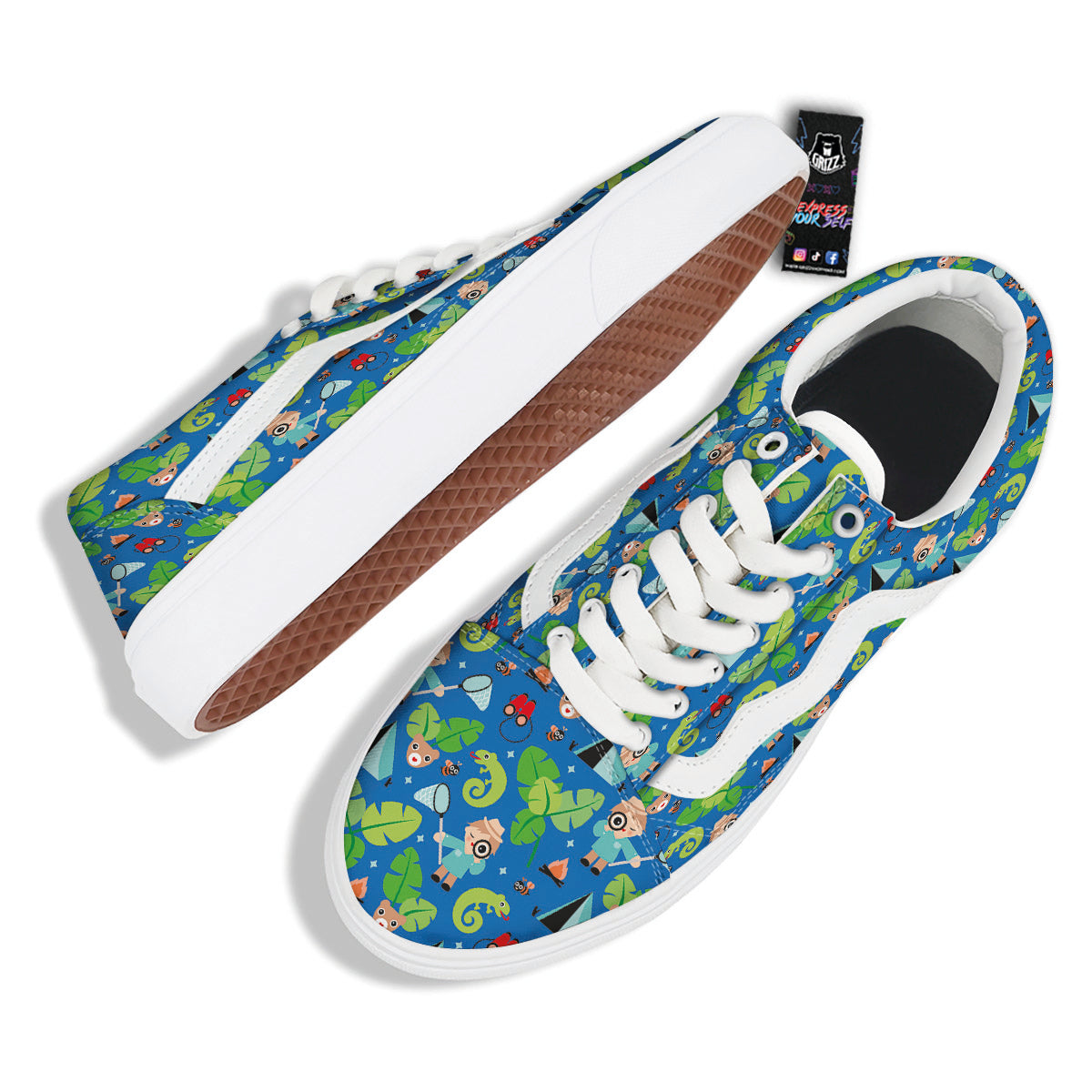Camping Cute Print Pattern Skate Shoes-grizzshop