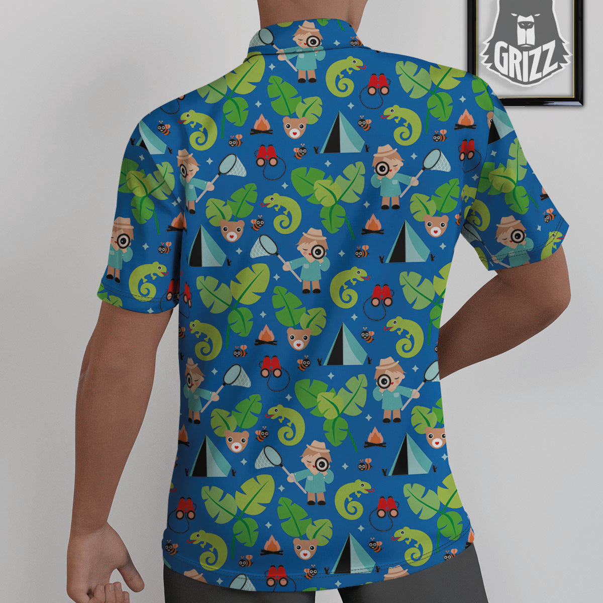 Camping Cute Print Pattern Untucked Shirts-grizzshop