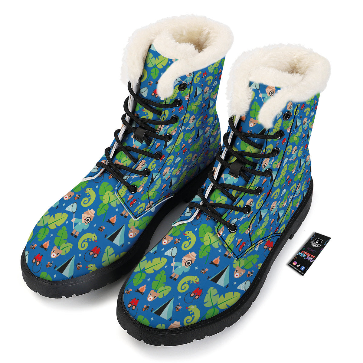 Camping Cute Print Pattern Winter Boots-grizzshop