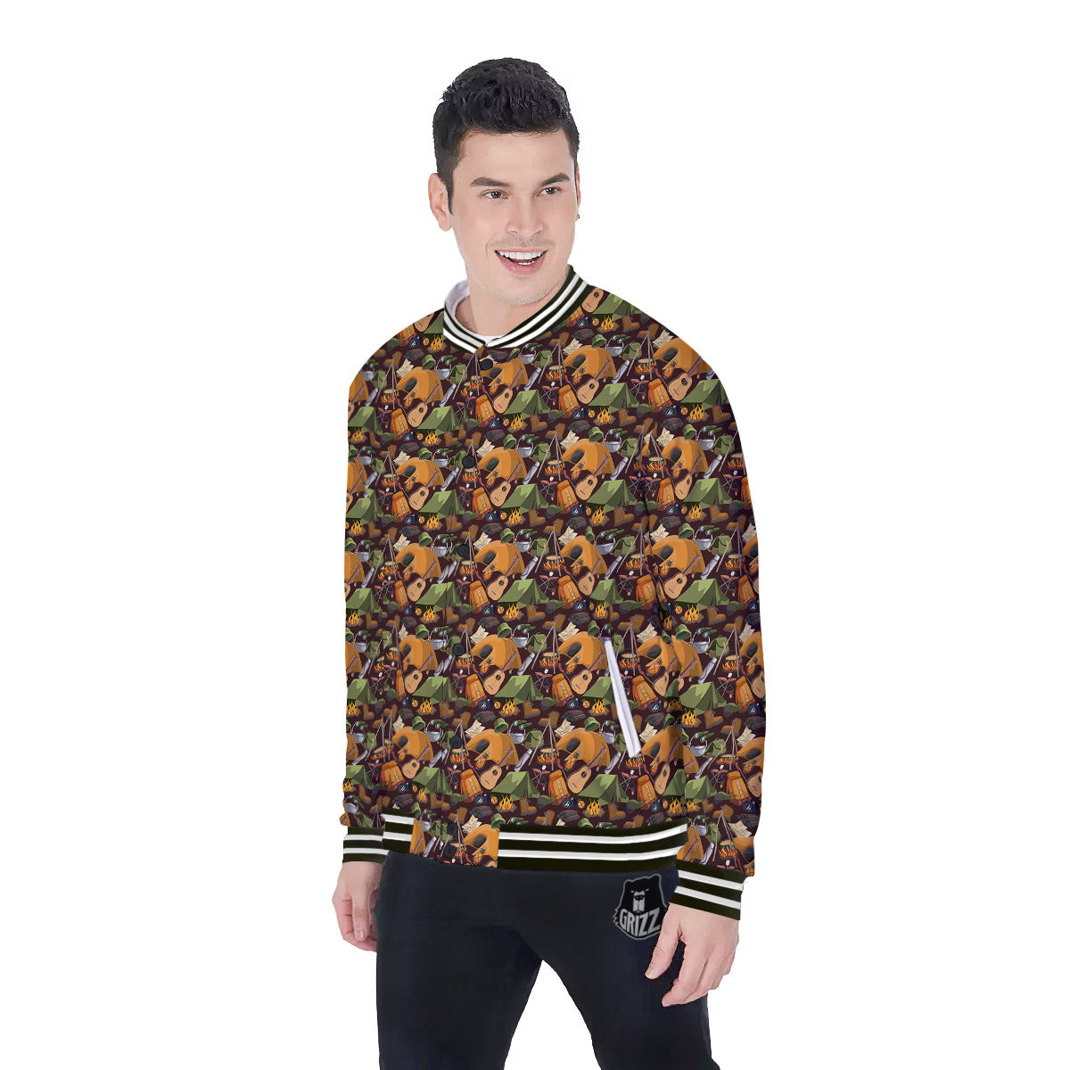 Camping Equipment Print Pattern Baseball Jacket-grizzshop