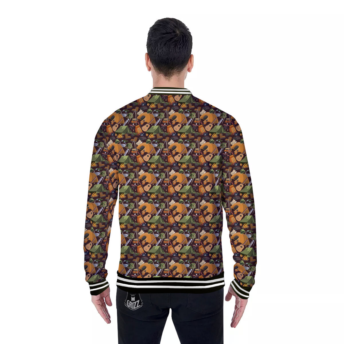 Camping Equipment Print Pattern Baseball Jacket-grizzshop