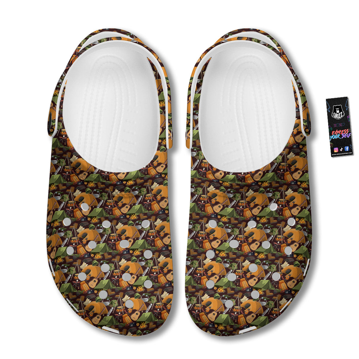 Camping Equipment Print Pattern Clog-grizzshop