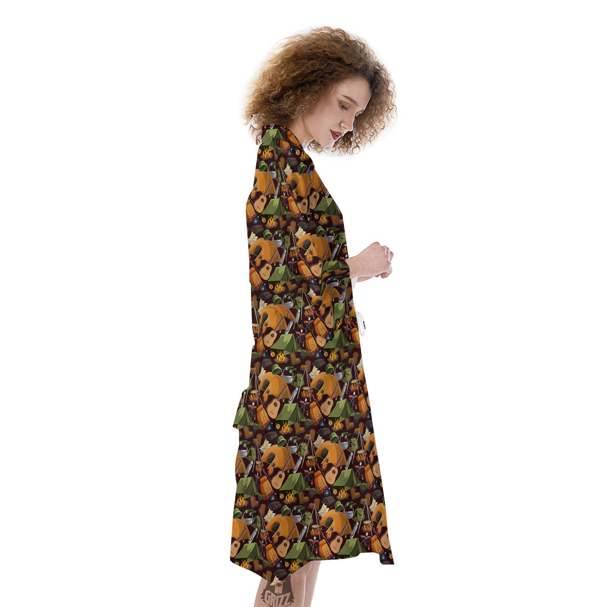 Camping Equipment Print Pattern Kimono-grizzshop