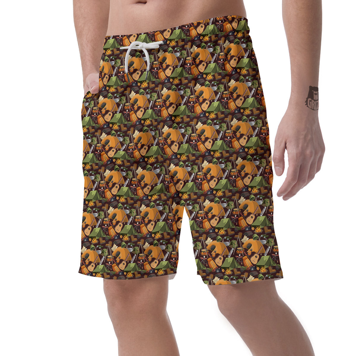 Camping Equipment Print Pattern Men's Shorts-grizzshop