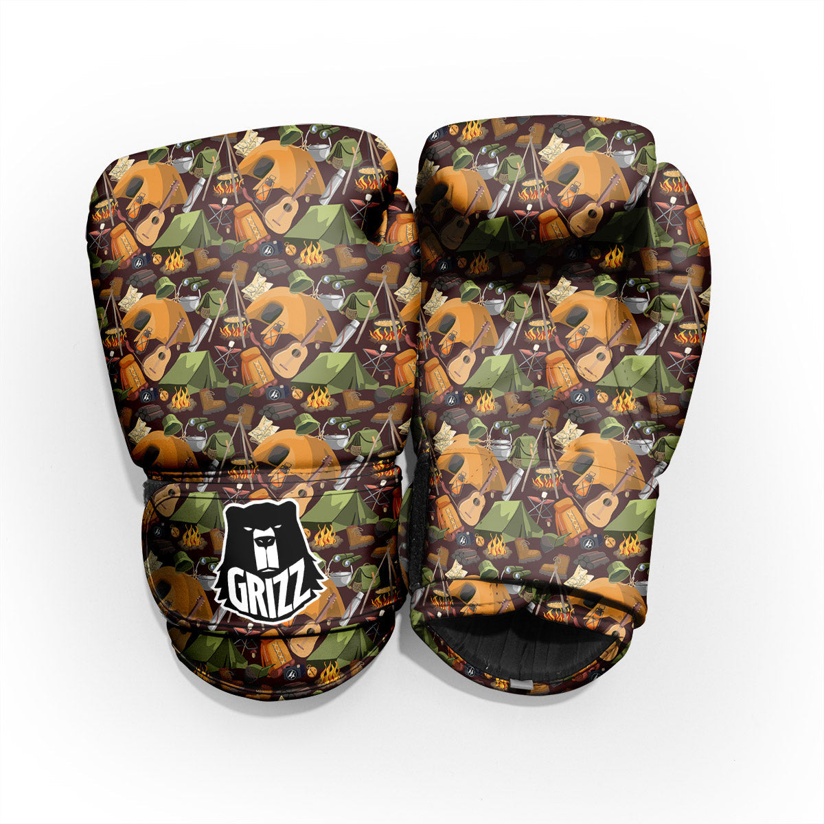 Camping Equipment Print Pattern Pro Boxing Glove