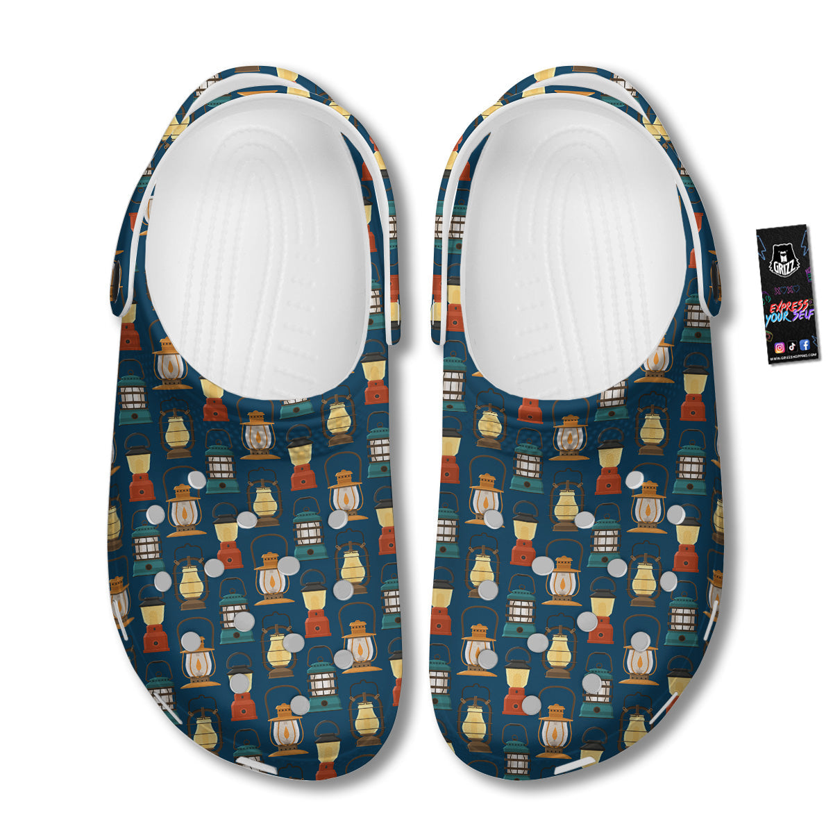 Camping Lantern Vintage Print Pattern Clog-grizzshop