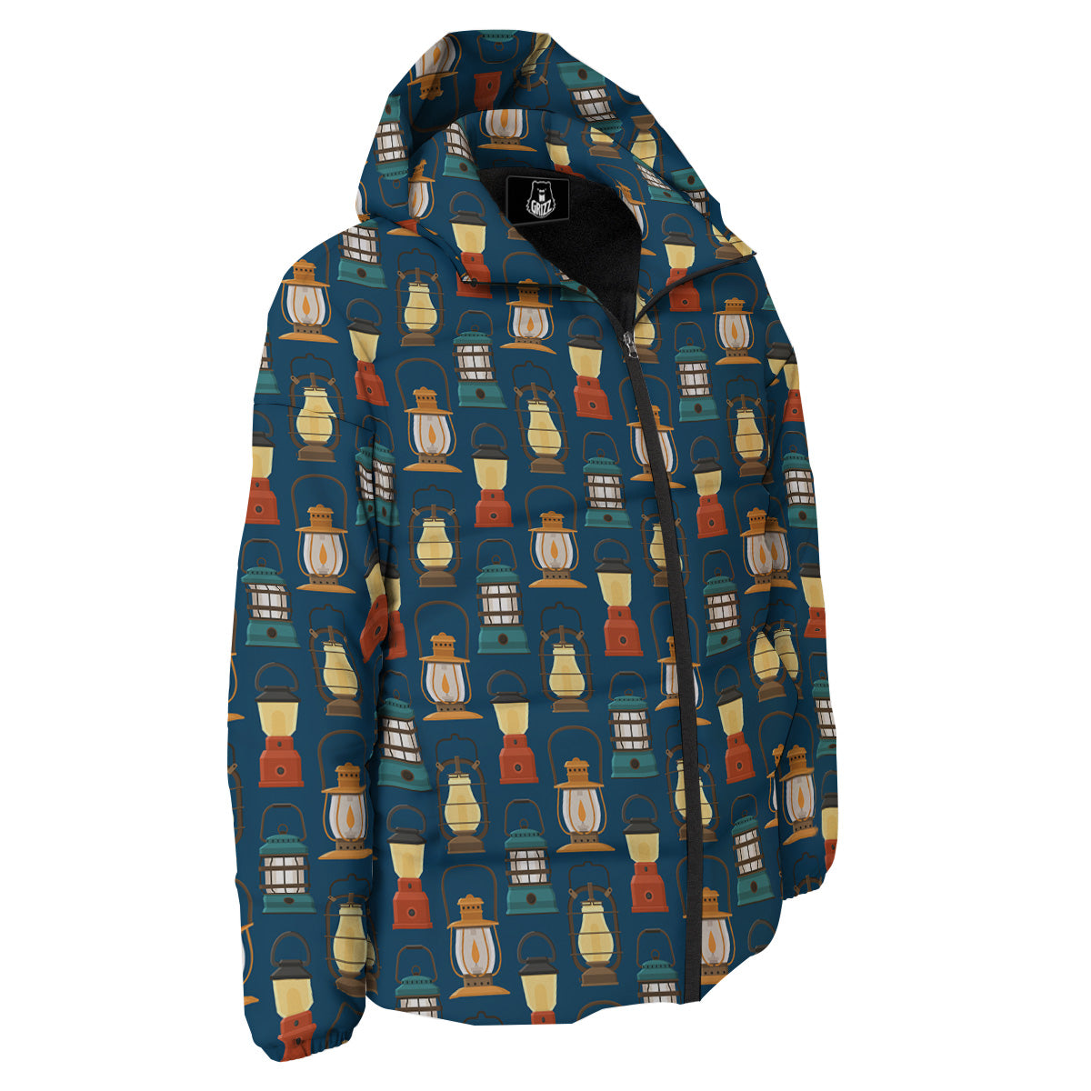 Camping Lantern Vintage Print Pattern Down Jacket-grizzshop