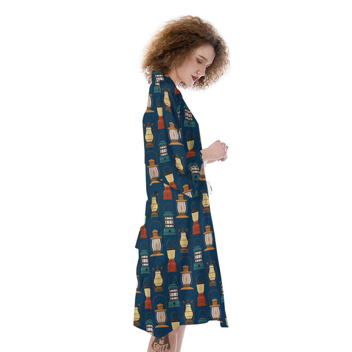 Camping Lantern Vintage Print Pattern Kimono-grizzshop