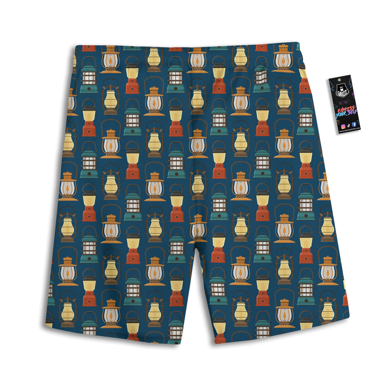 Camping Lantern Vintage Print Pattern Men's Athletic Shorts