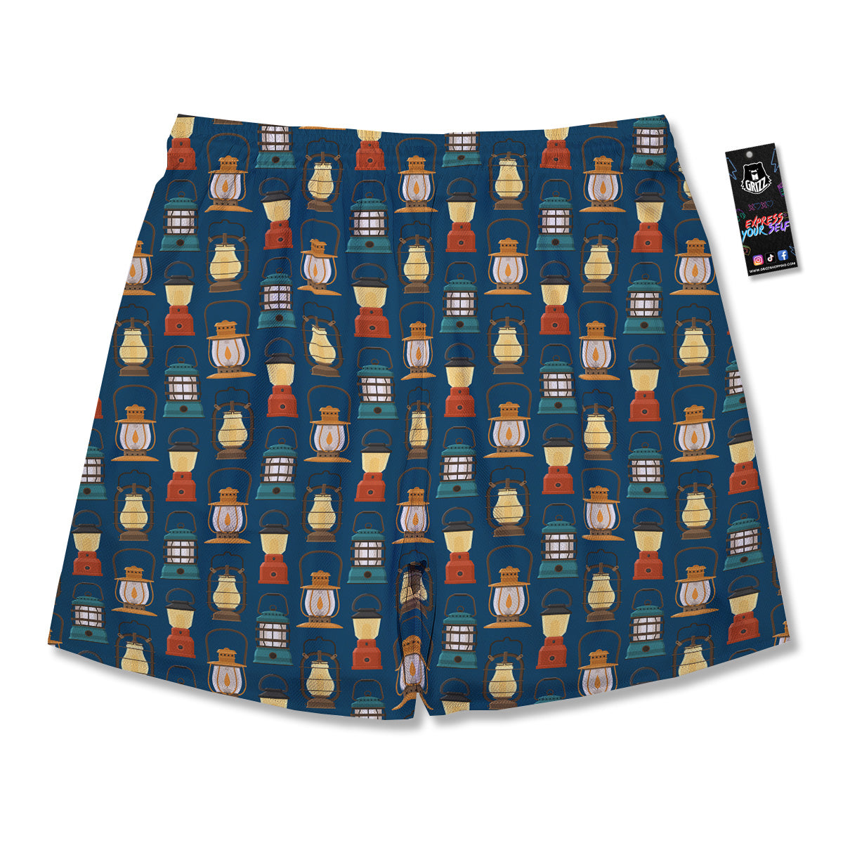 Camping Lantern Vintage Print Pattern Men's Running Shorts-grizzshop