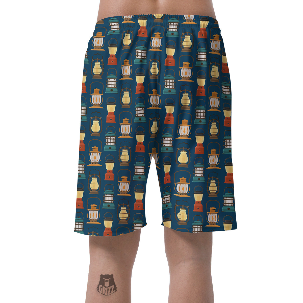 Camping Lantern Vintage Print Pattern Men's Shorts-grizzshop