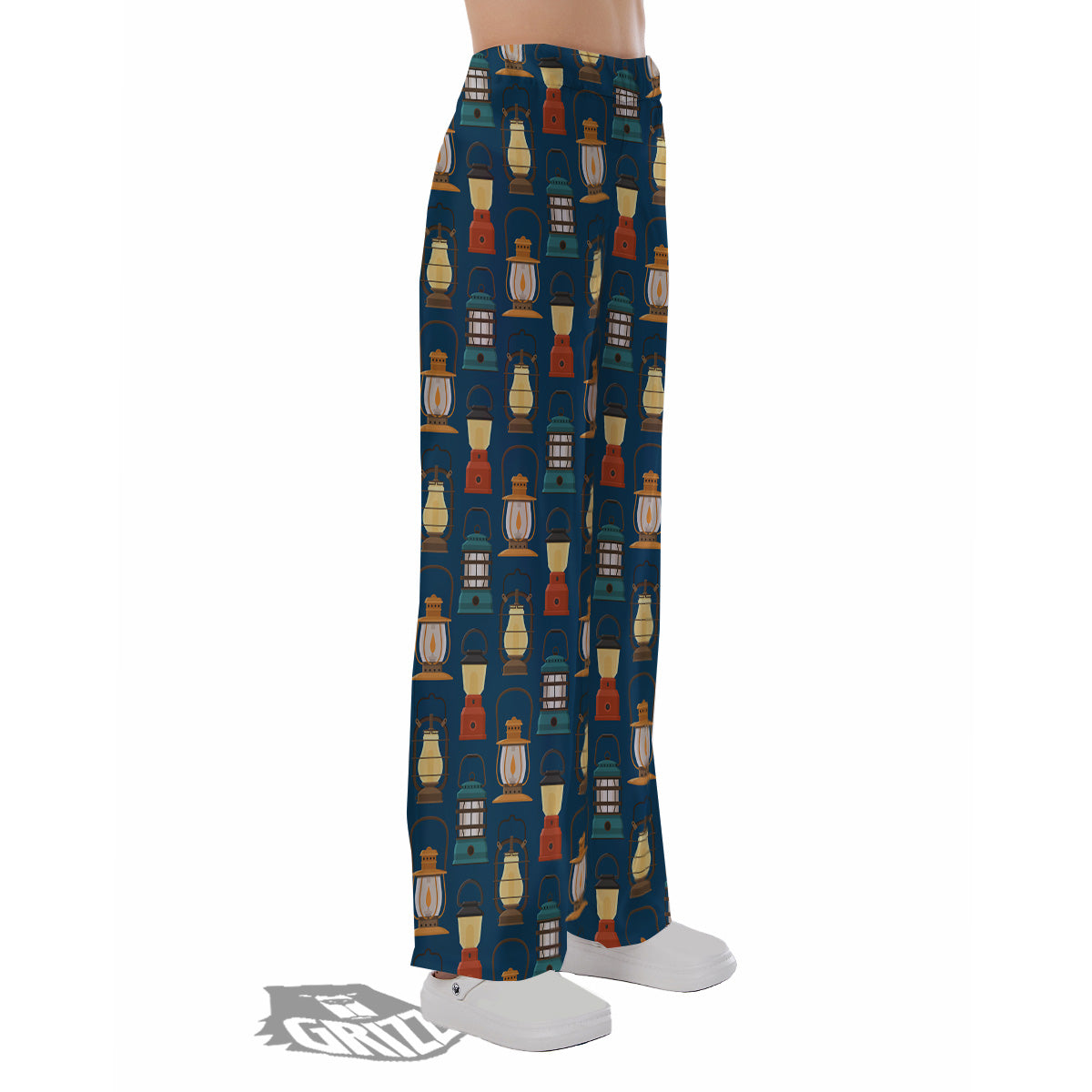 Camping Lantern Vintage Print Pattern Pajama Pants-grizzshop