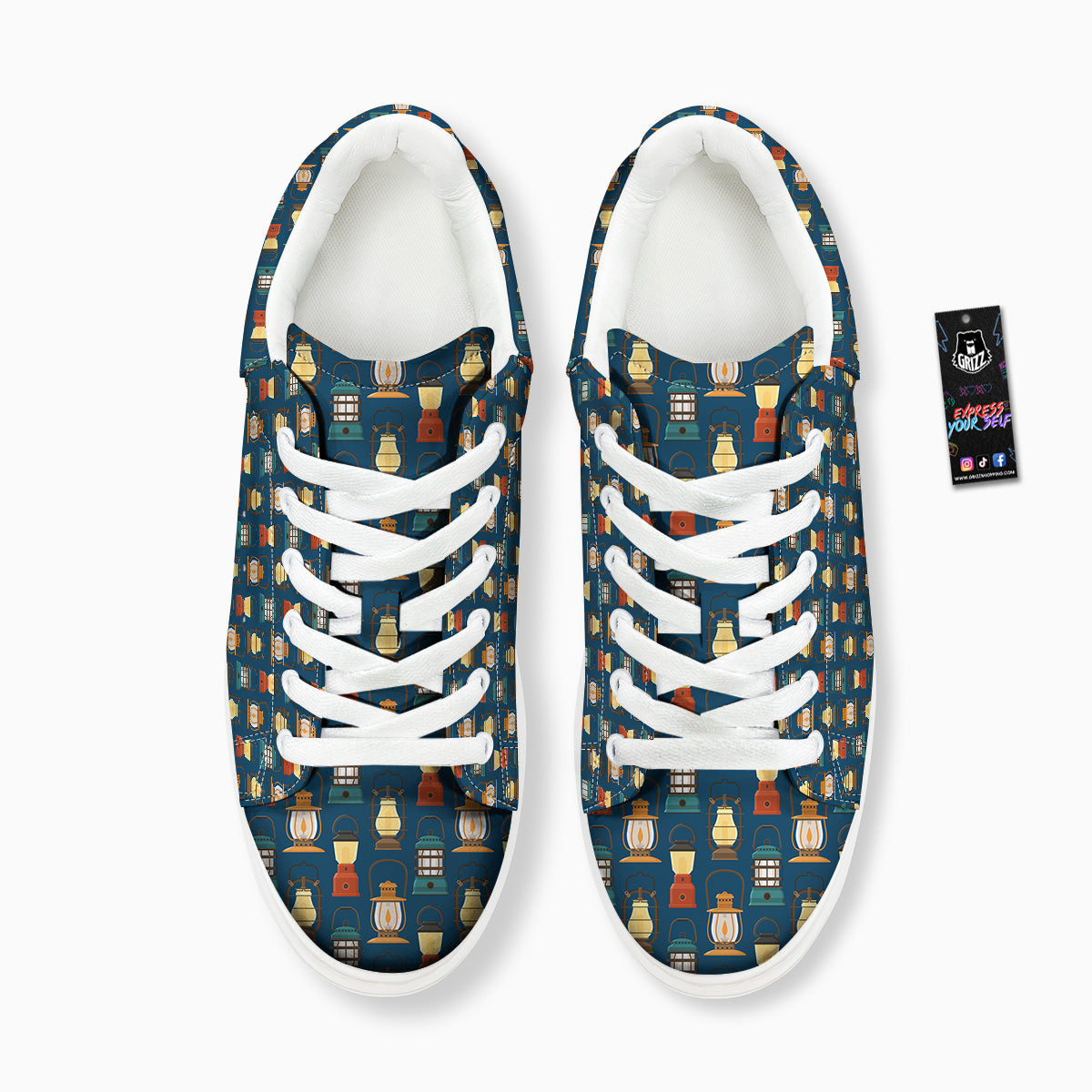 Camping Lantern Vintage Print Pattern Platform Shoes-grizzshop