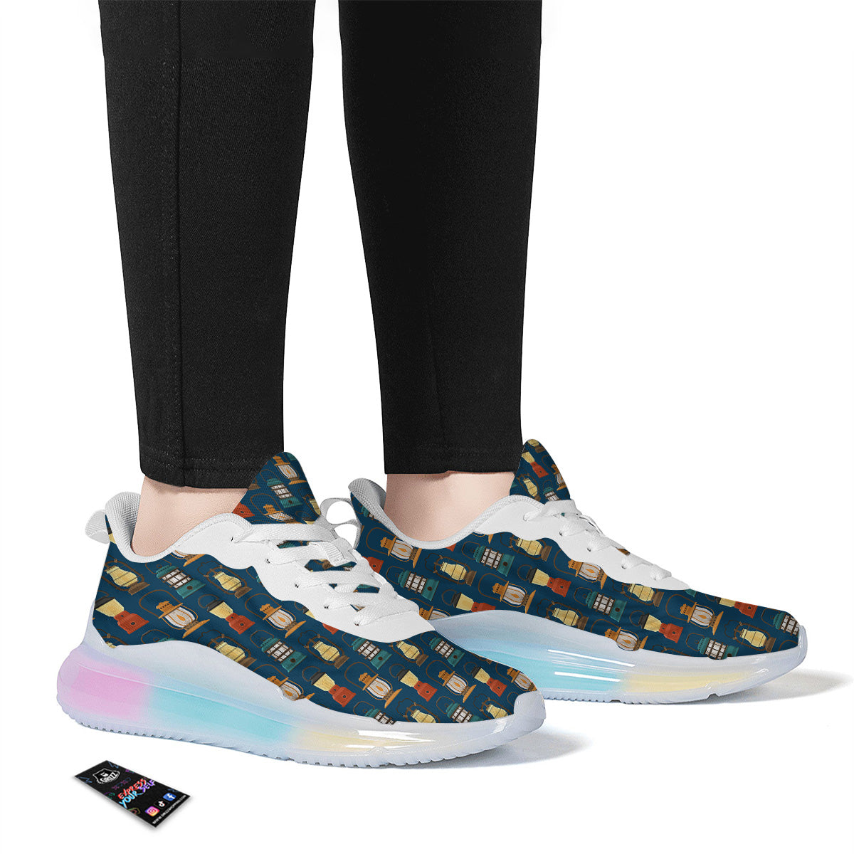 Camping Lantern Vintage Print Pattern Running Sneakers-grizzshop