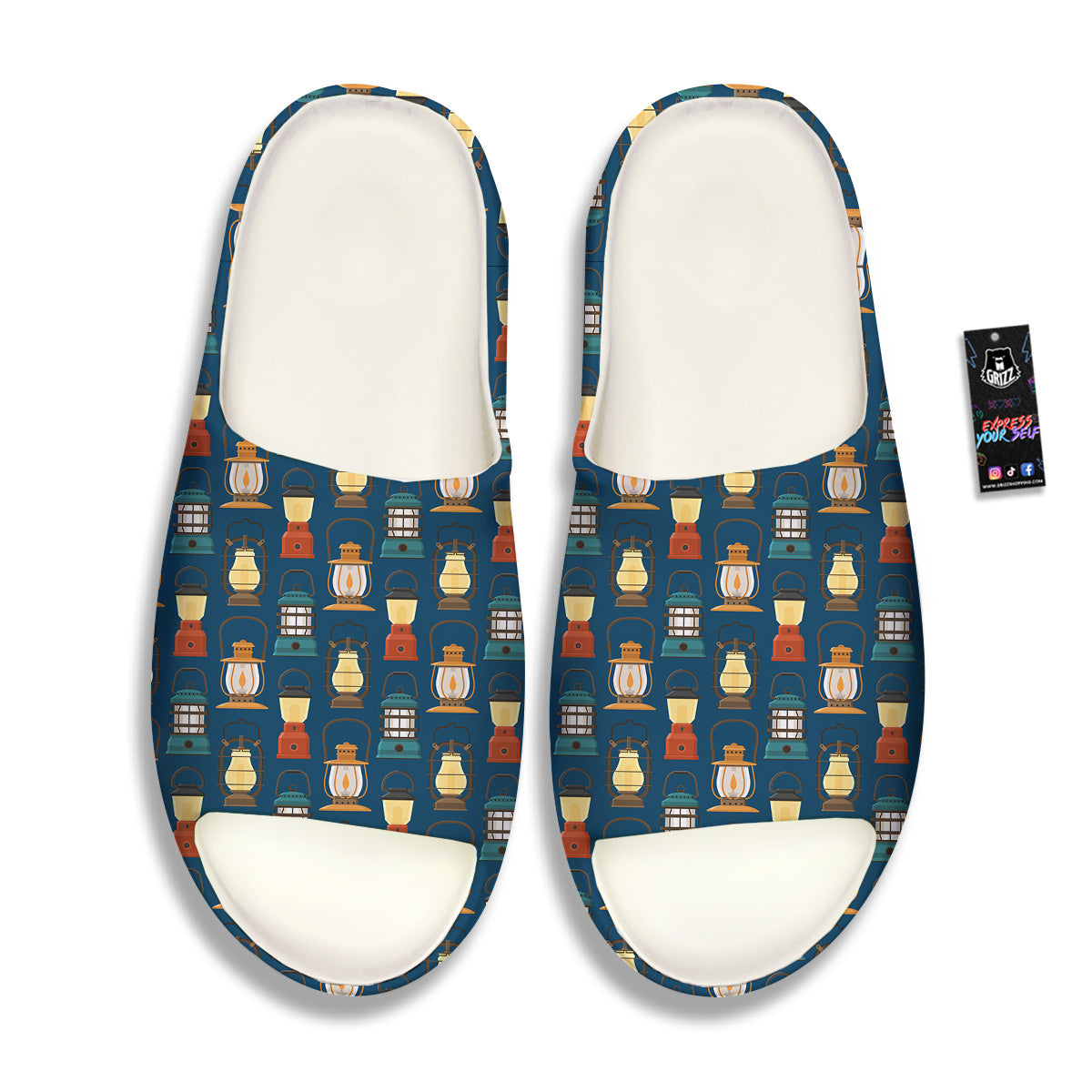 Camping Lantern Vintage Print Pattern Sandals-grizzshop