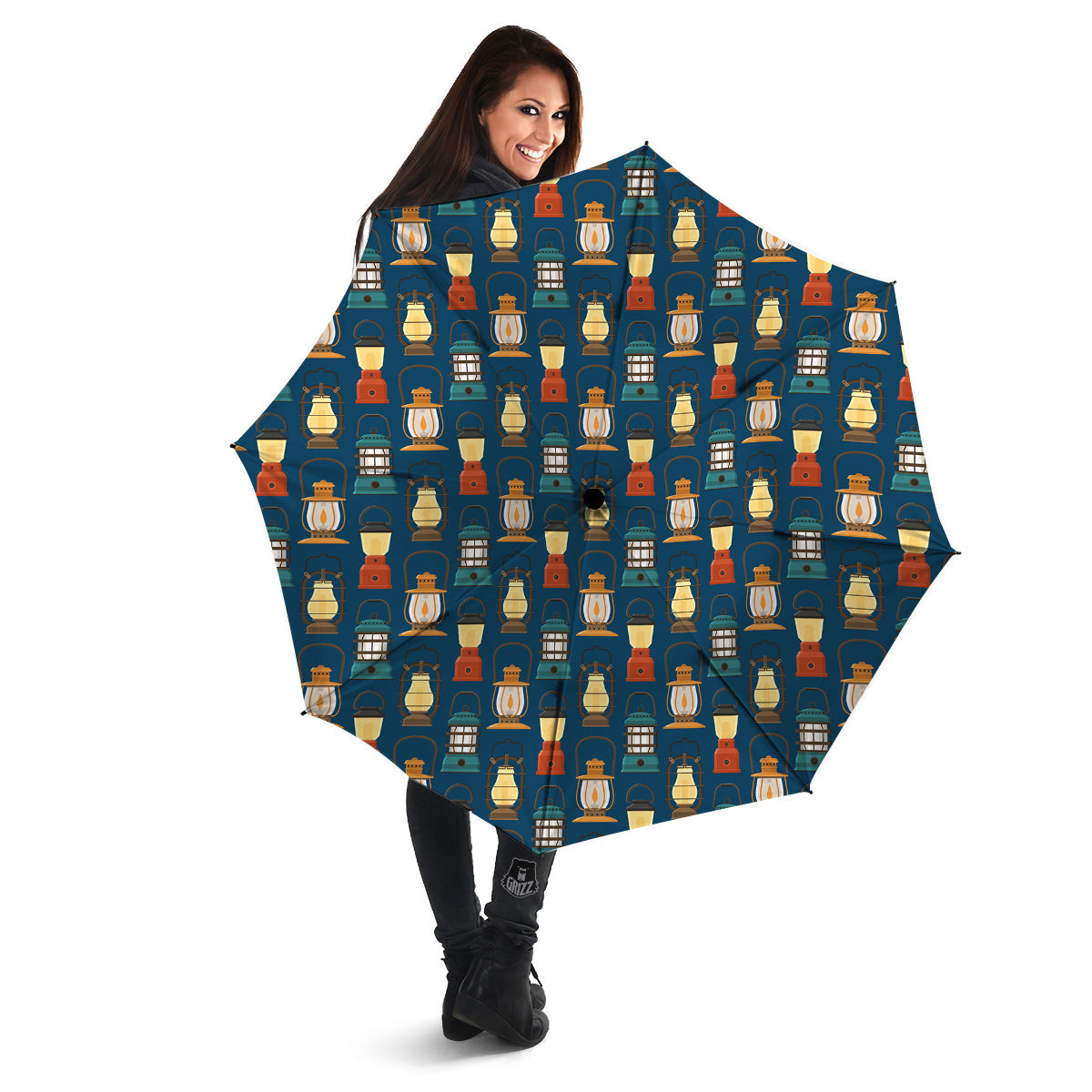 Camping Lantern Vintage Print Pattern Umbrella-grizzshop