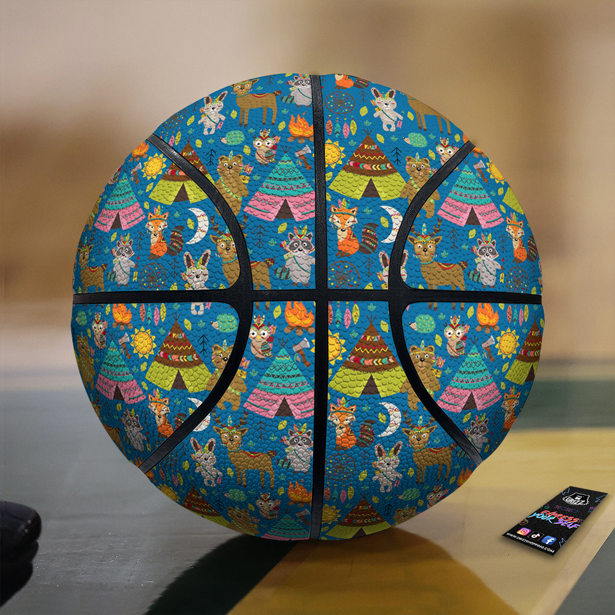Camping Animal Print Pattern Basketball