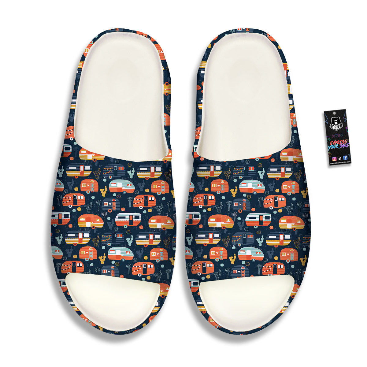 Camping Caravan Print Pattern Sandals-grizzshop