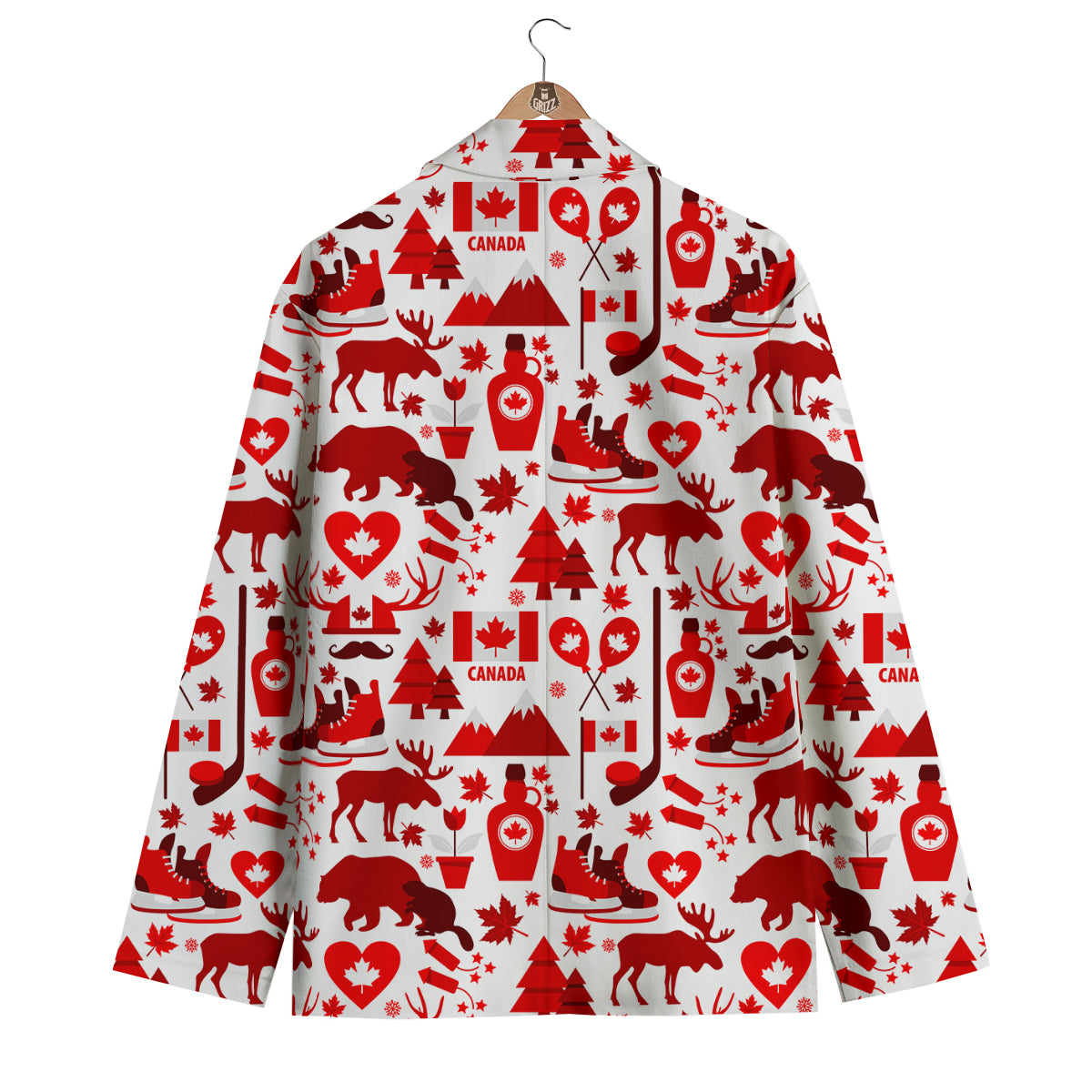 Canada Love Pattern Print Men's Blazer-grizzshop