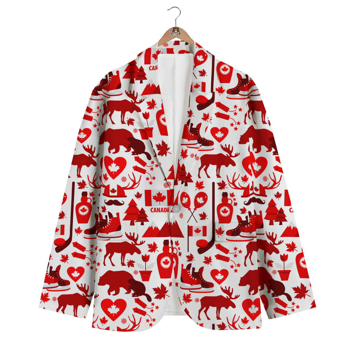 Canada Love Pattern Print Men's Blazer-grizzshop
