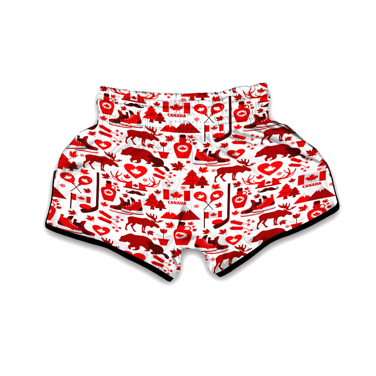 Canada Love Pattern Print Muay Thai Boxing Shorts-grizzshop