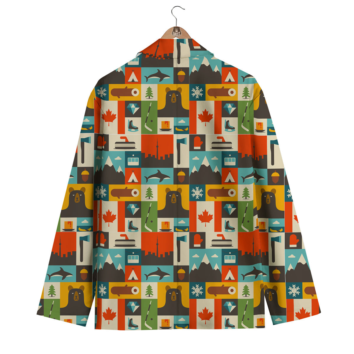 Canada Pattern Print Men's Blazer-grizzshop