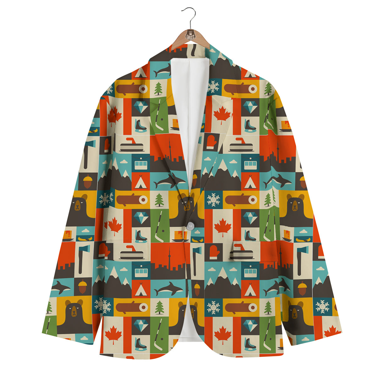 Canada Pattern Print Men's Blazer-grizzshop
