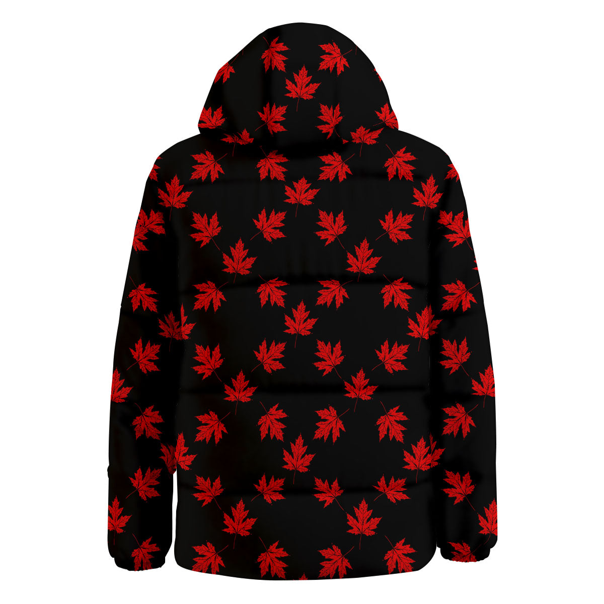 Canadian Maple Leaf Red And Black Print Down Jacket-grizzshop