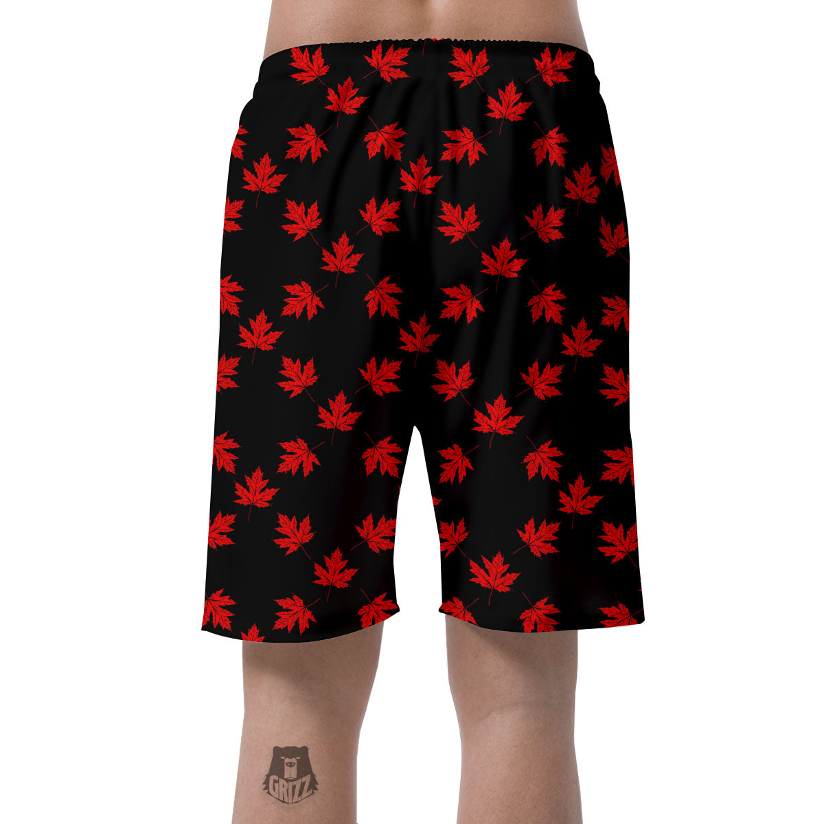 Canadian Maple Leaf Red And Black Print Men's Shorts-grizzshop