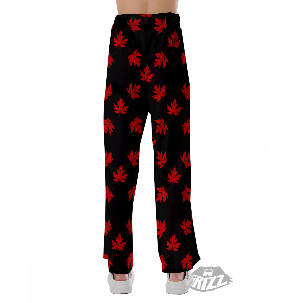 Canadian Maple Leaf Red And Black Print Pajama Pants-grizzshop