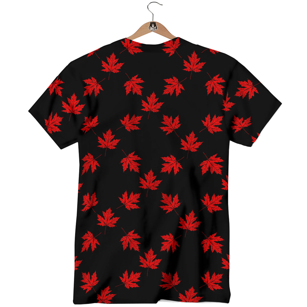Canadian Maple Leaf Red And Black Print T-Shirt-grizzshop