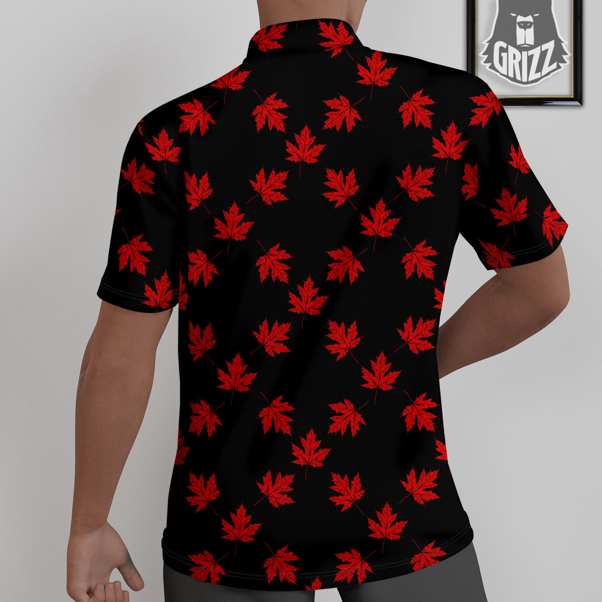 Canadian Maple Leaf Red And Black Print Untucked Shirts-grizzshop