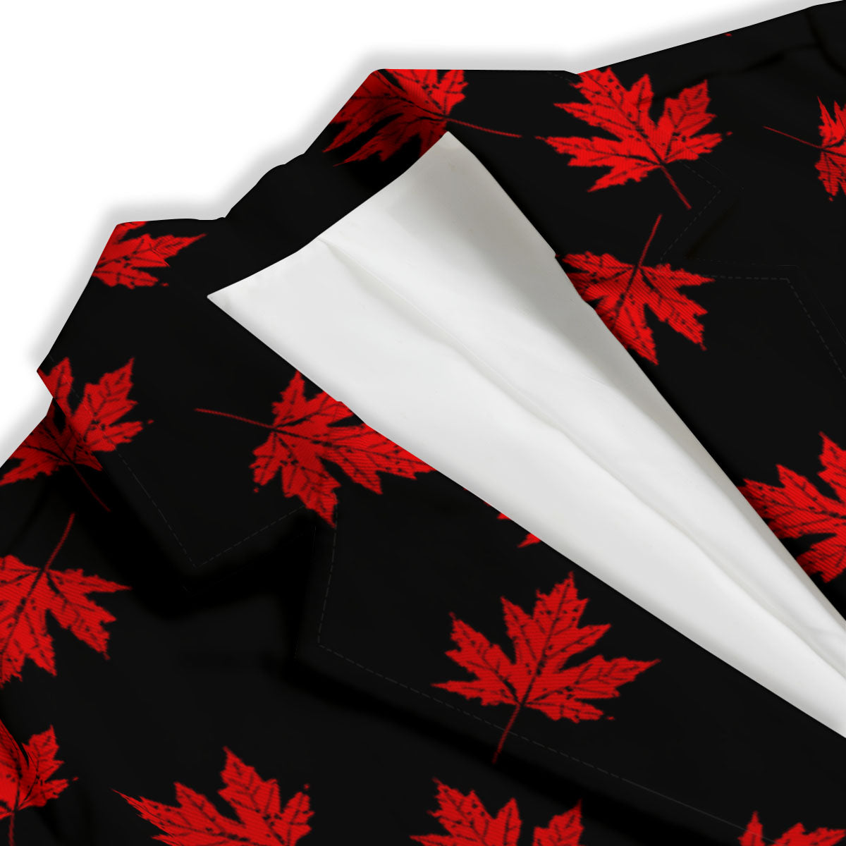Canadian Maple Leaf Red And Black Print Women's Blazer-grizzshop