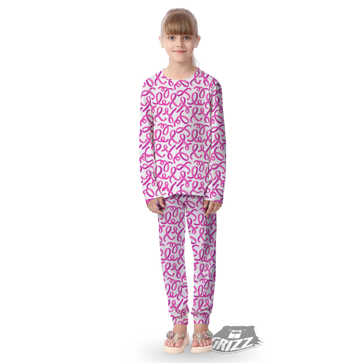 Cancer Awareness Print Pattern Kid's Pajamas-grizzshop